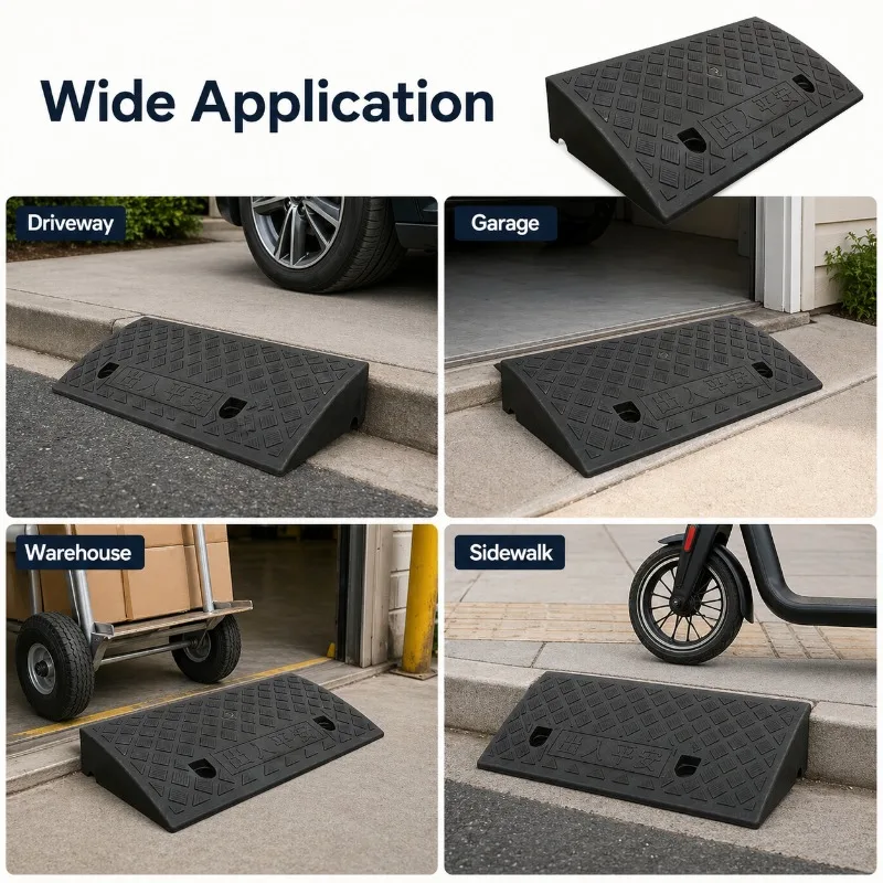 Portable Threshold Ramp Non-Slip Rubber Curb Ramp for Wheelchair Scooter Motorcycle Car Pet Access