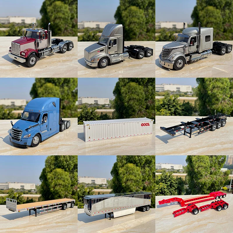 Bulk 1:50 Scale Heavy-duty Tractor Truck Flatbed Transport Car Alloy Pallet Truck Model Collection Souvenir Display Ornaments