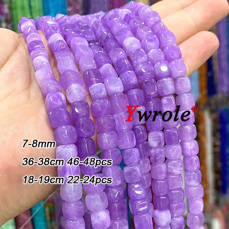 6x6mm 8x8mm Natural Stone Square Lavender Chalcedony Loose Cube Spacer Beads for Jewelry Making Diy Bracelet Charms Accessories