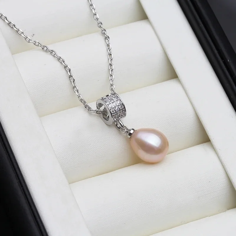 Luxury White Pearl Pendant Woman,Real Cultured Natural Fresh water 925 Silver Pearl Pendant Wife Engagement Gift