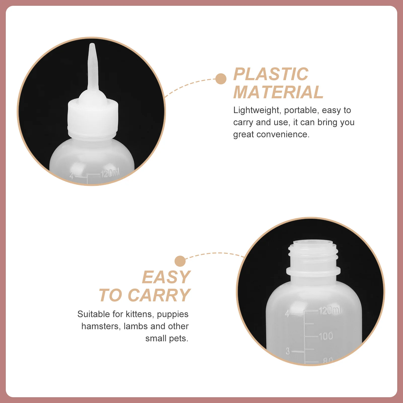 

4pcs Bottle For Newborn Puppy Kitten Small Pets Feeding Nursing Bottle Bpa-Free Plastic Silicone Reusable Lightweight