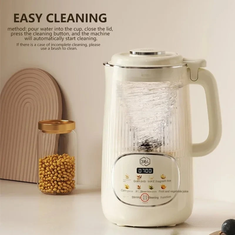 1.4L Large Capacity Soy Milk Maker 316 Stainless Steel Inner Pot 12H Preset Program Blender for Home Kitchen food processor 220V