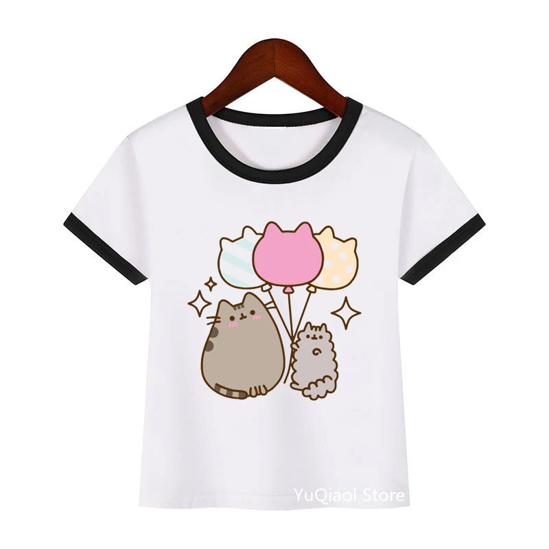 New Cute Cartoon Grey Cat Print Baby Clothes Girls T-Shirt Summer Top Lovely Children Tshirt Boy T Shirt From 3-13 Years