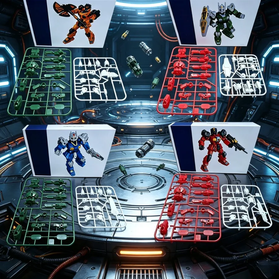16/4pcs DIY Mecha Squad Model Kit, Sci-Fi Robot Building Set, Detailed Battle Scene Desktop Collectible Decor, Model Gift