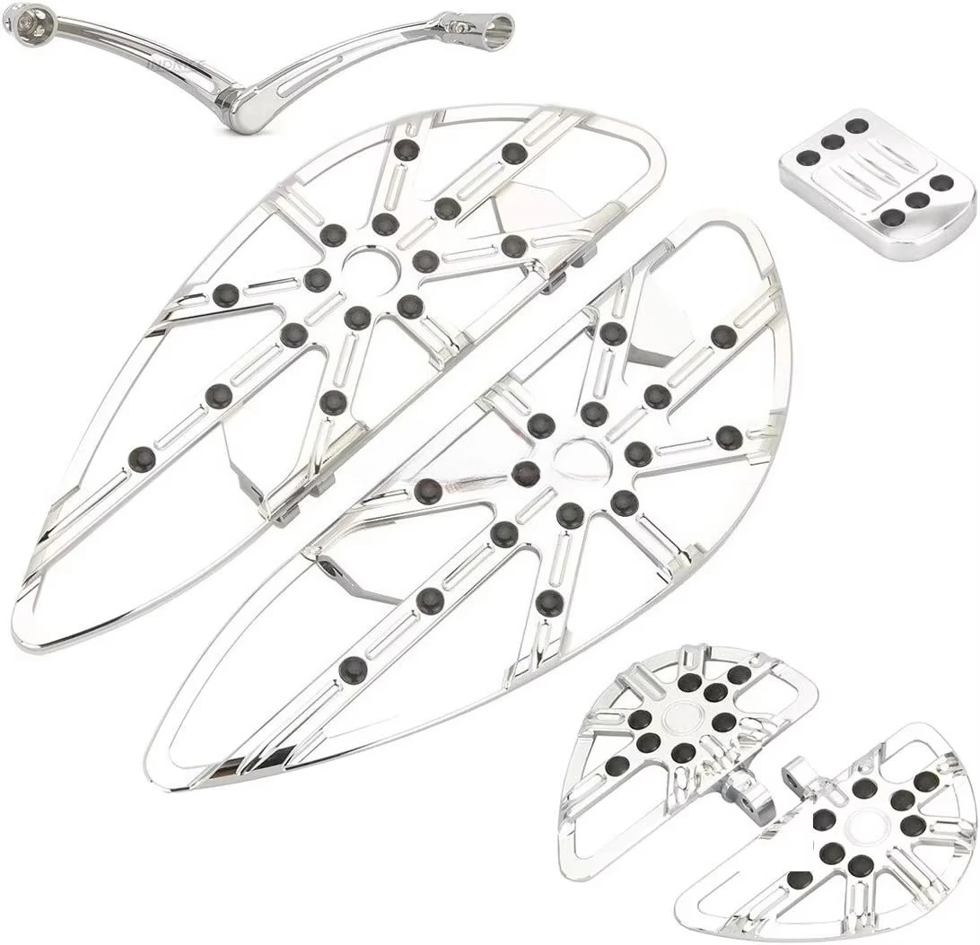 Chrome Driver Passenger Gauge Floorboards Foot Pegs CNC Aluminum Happy-Motor for Softail 2000-2017 Slim 1980-up Road