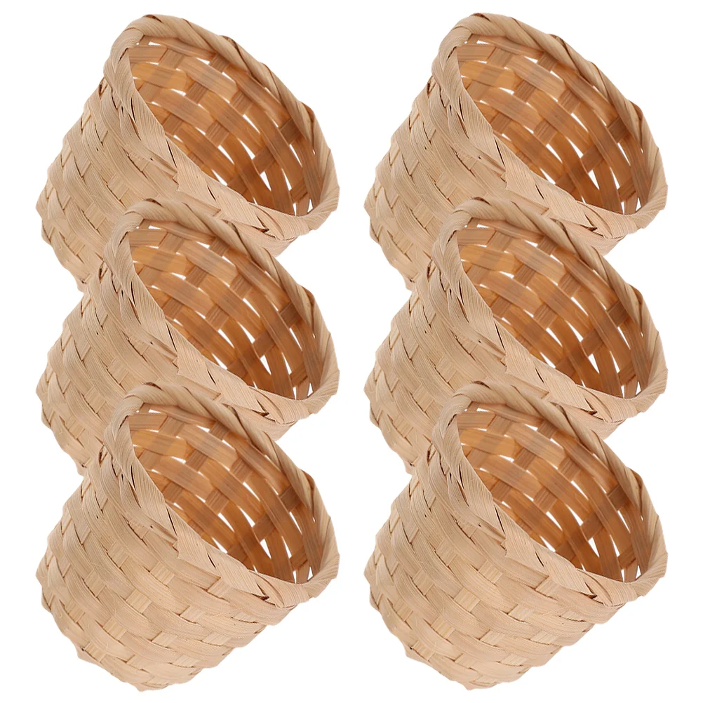 

6 Pcs Bamboo Storage Basket Lightweight for with Cover Fruit Woven Delicate Fine Workmanship