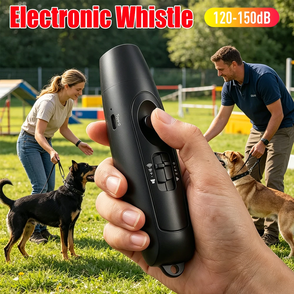 Electronic Whistle USB Rechargeable Hand Emergency Whistle 120-150dB with LED Safety Light for Outdoor Hiking Wildlife Defense