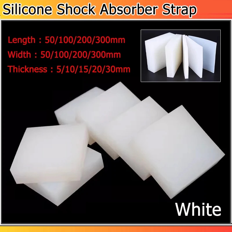 Length: 50~300mm White Silicone Rubber Sheet Square Silica Gel Board Plates Pads Shock-proof High Temperature Pad Wear-resistan