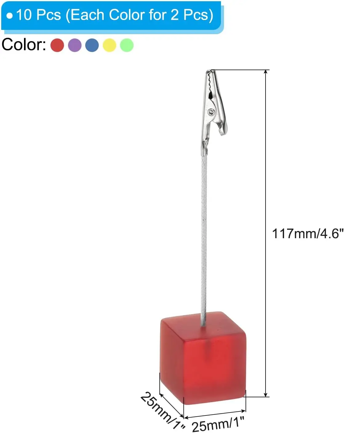 10Pcs Desktop Cube Resin Card Picture Memo Holder with Clip Table Number Holders Resin Base For Pictures Note Card Paper