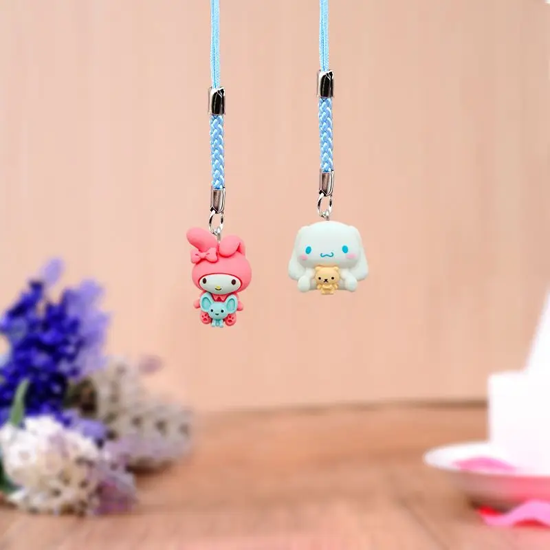 Sanrio Kuromi Mymelody Kuromi Purin Cinnamoroll Cartoon Anime Mobile Phone Pendant Jewelry Cute Lanyard Key Pendant Gift