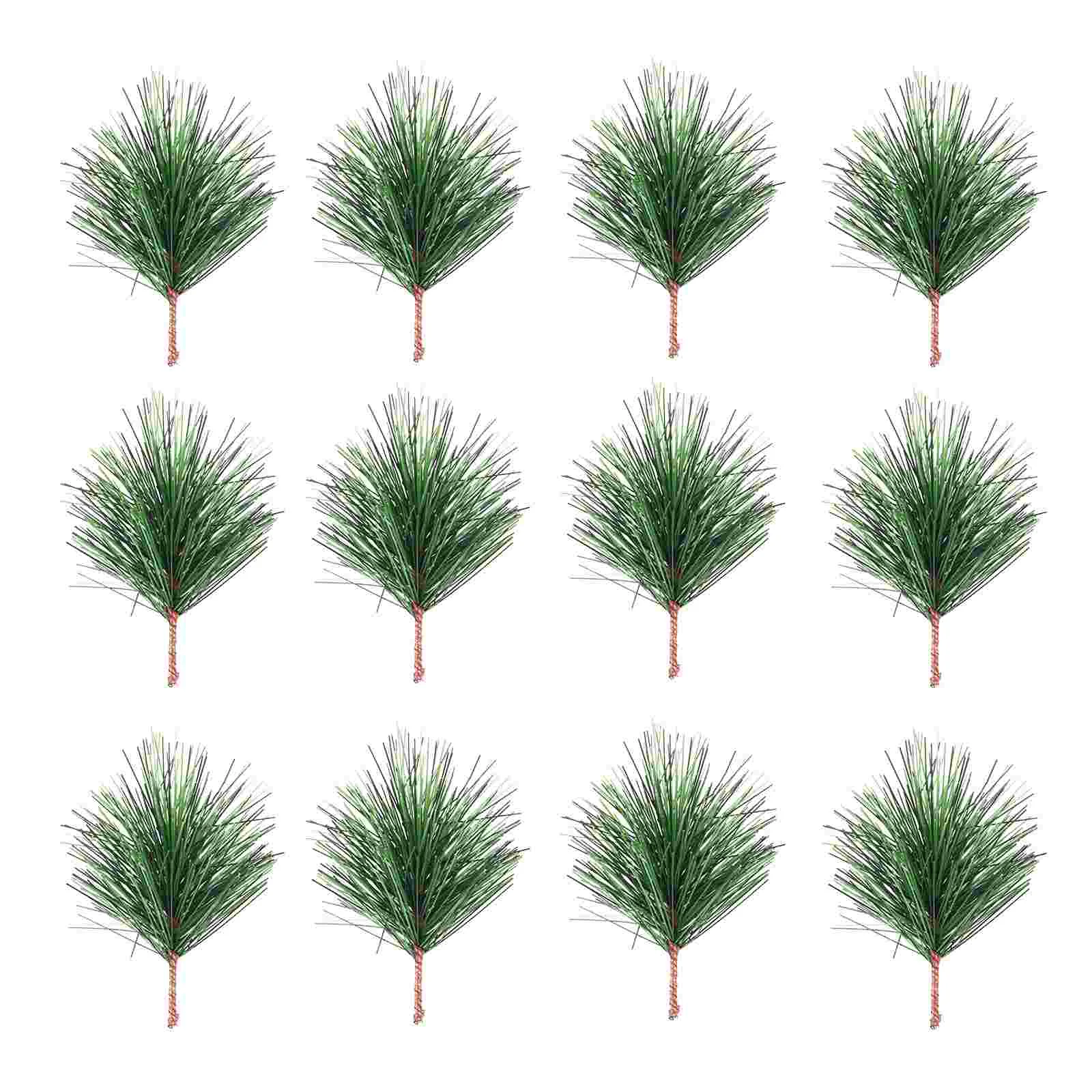 

24 Pcs Artificial Pine Branch Christmas Decoration Ornament Indoor Decorations Wreath Picks Pvc Fake Plant for Baby Green