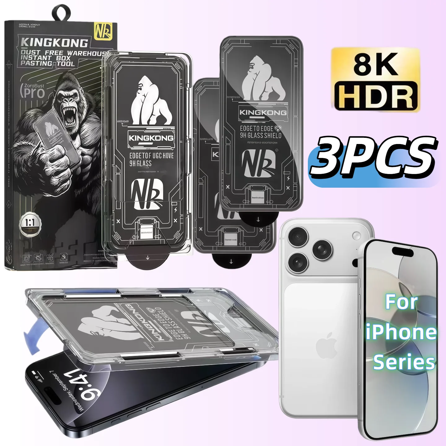 

Tempered Glass Screen Protector for iPhone 17/16/15 Pro Gorilla Dust-Free Case Full-Screen Anti-Shatter & Dust-Pro
