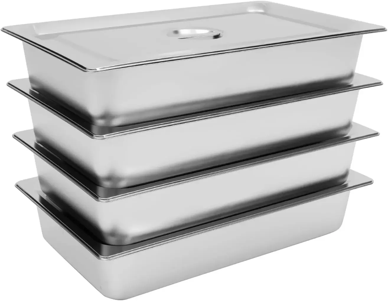 

4 inch Deep Full Size Steam Table Pans, Hotel Pan Deep w/Lids for Restaurants Hotels Catering Companies Buffets Snack Bars Carts