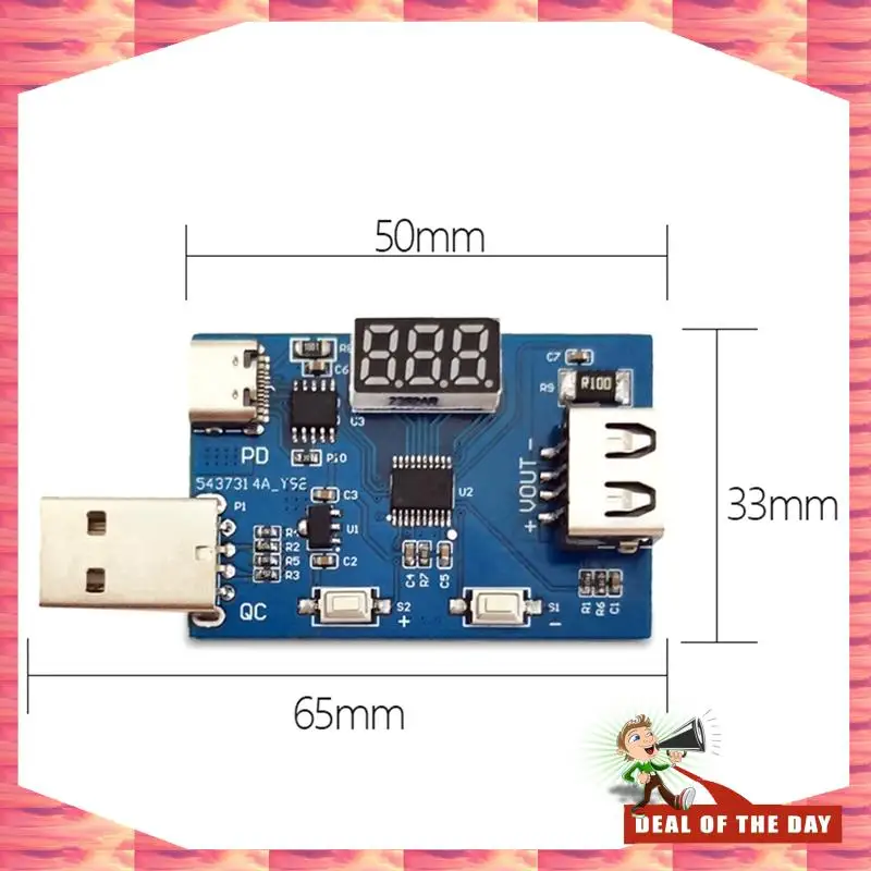 24-Hour Delivery QC2.0 QC3.0 PD3.0 PCB Decoy Module 3.6-20V Adjustable Multifunction Voltage Charging Head Test Aging Module