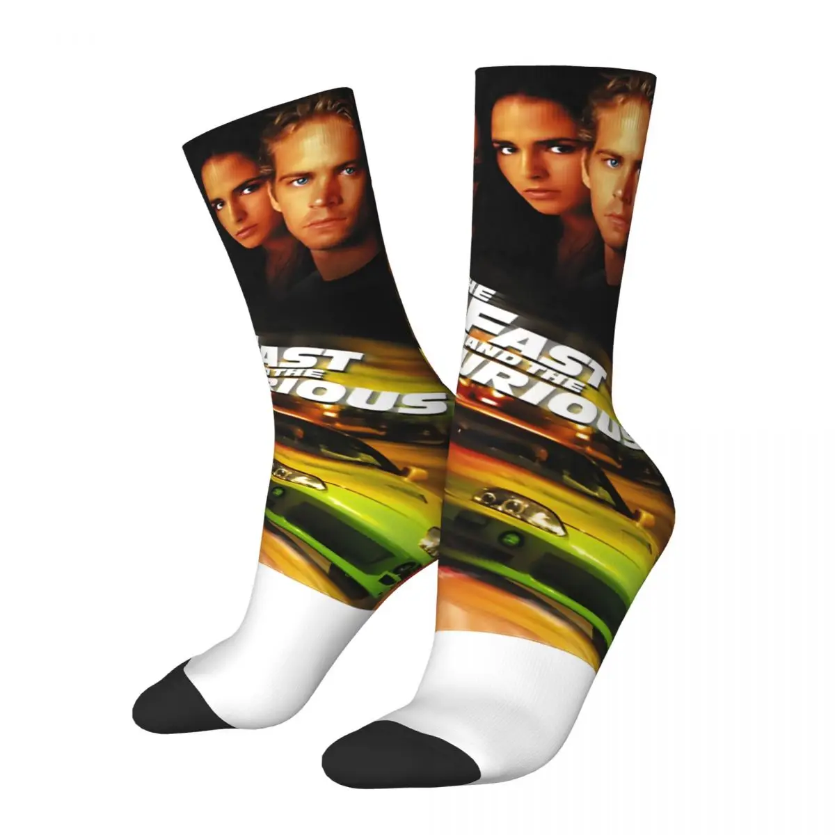 Crazy compression Fast Figured Sock for Men Harajuku Fast and Furious Seamless Pattern Crew Sock Casual