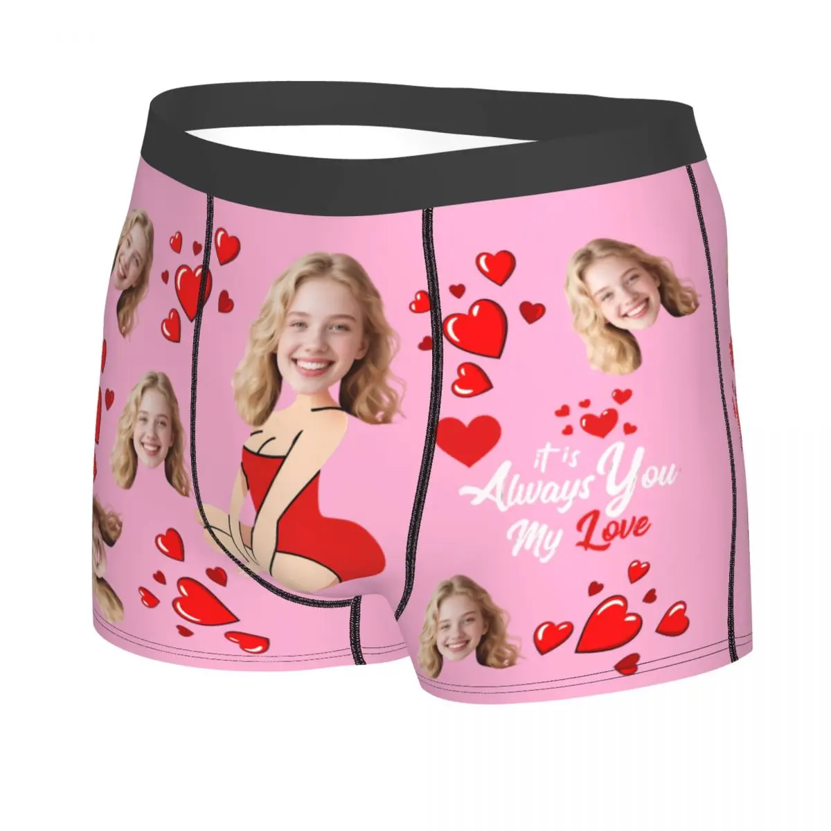 Personalized Custom Boxers Briefs Male Breathable Diy Design Face Photo Underwear Valentine's Day Anniversary Gift For Husband