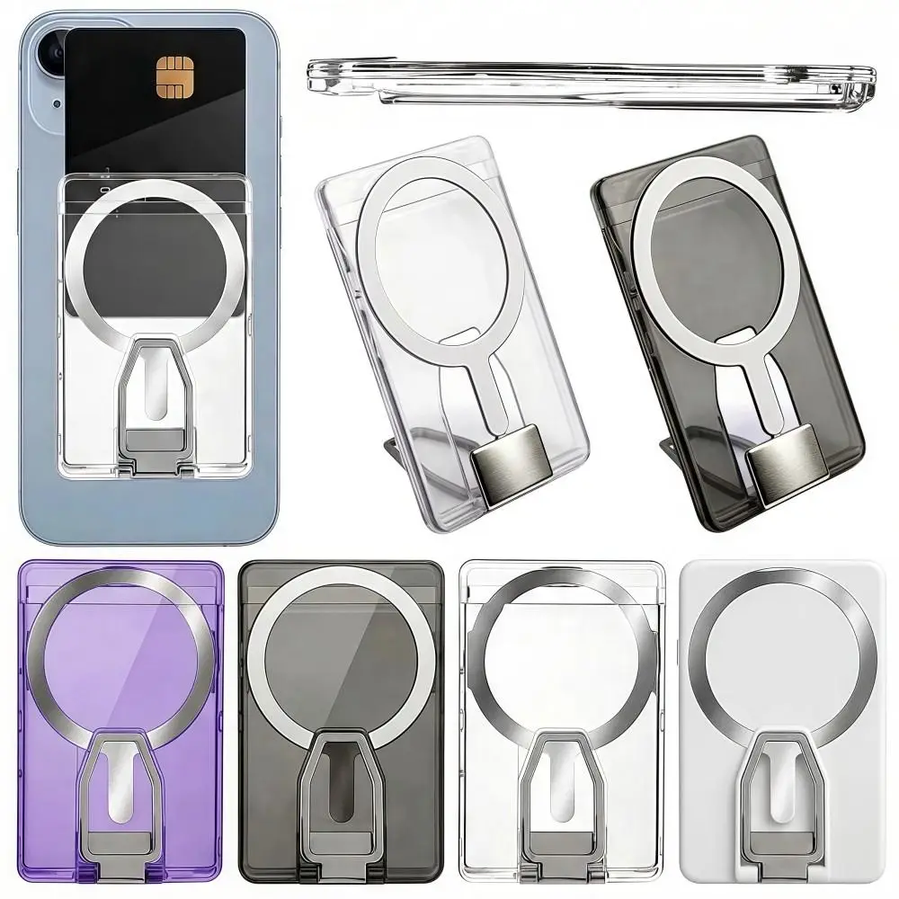 Scratch-resistant For MagSafe Wallet Acrylic Simple Phone Magnetic Card Holder Transparent for iPhone 17 16 15 14 13 12 11