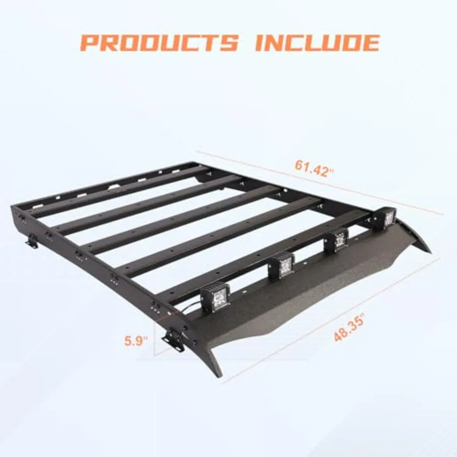 حامل أمتعة سلة البضائع رف السقف العلوي لـ 20052023 نماذج Tacoma 2nd Gen 3rd Gen Double Cab مع متكامل 4x18W LED L #3