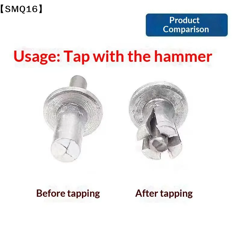 50Pcs Aluminum Expansion Rivets Round Head Hammer Drive Piercing Rivets With Stainless Steel Rod For Fastening【SMQ】