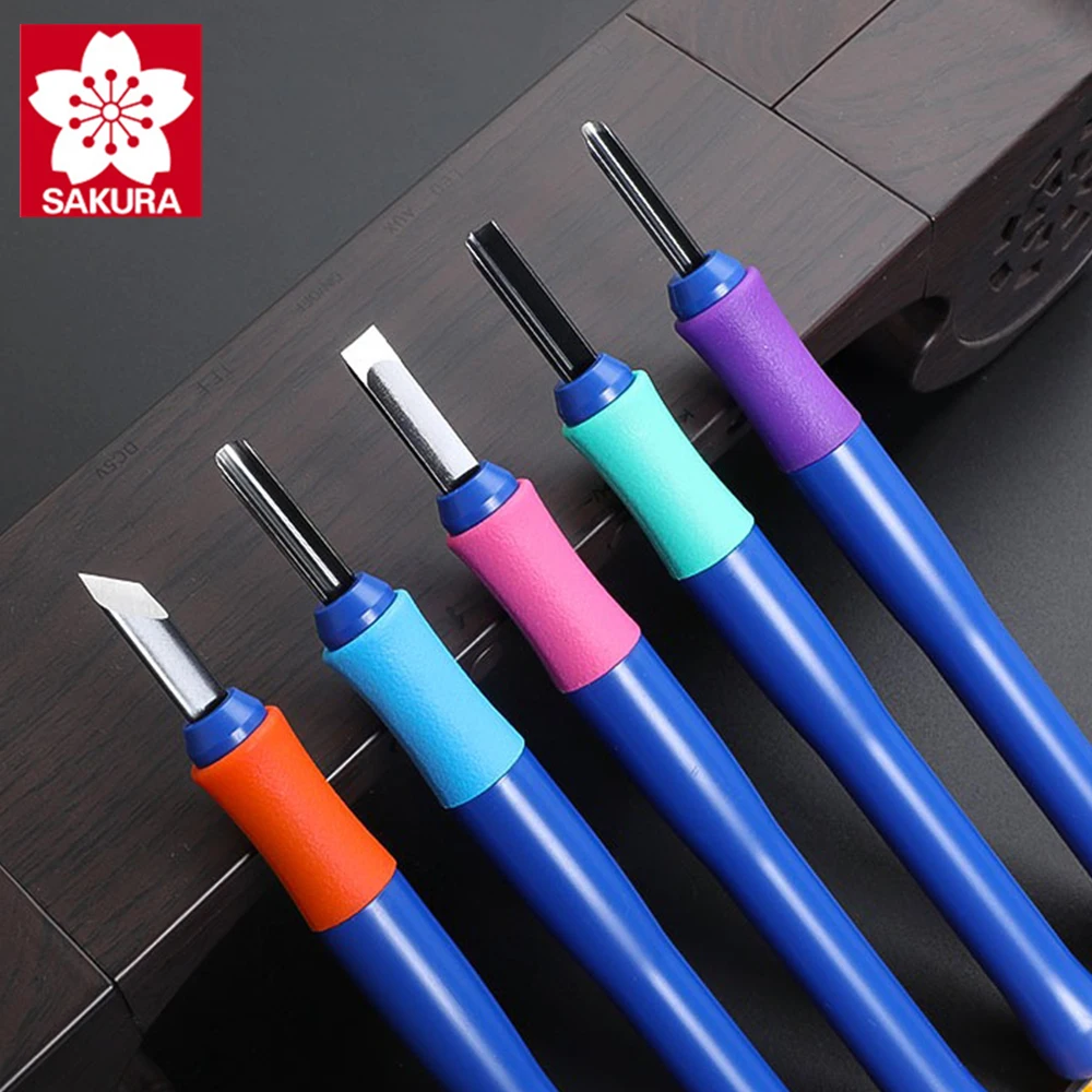 

4/5pcs Japan SAKURA Carving Knife Set Wooden Products Handmade DIY Art Tools Multiple Sharp Knife Heads Art Supplies