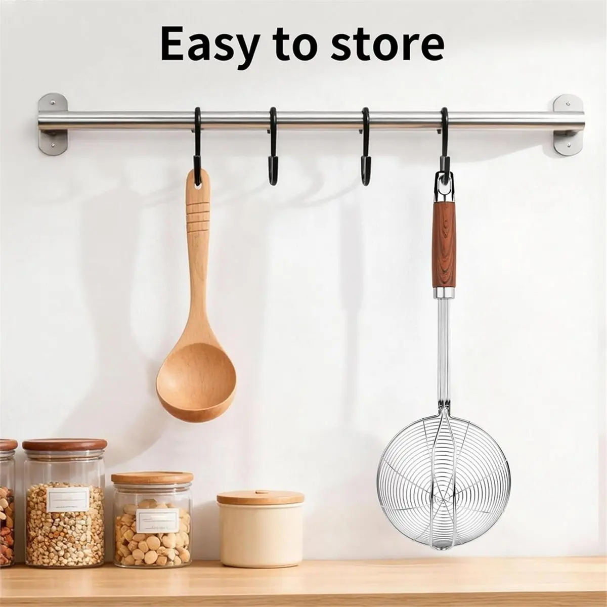 Spider Strainer Skimmer Spoon with Handle, Stainless Steel Wire Strainer Ladle, Kitchen Utensils Slotted Pasta Spoon