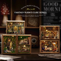 Mini DIY Wooden Magic World Fantasy Rubik's Cube Doll houses Miniature Kits With Furniture Home Decor For Adult Handmade Gifts