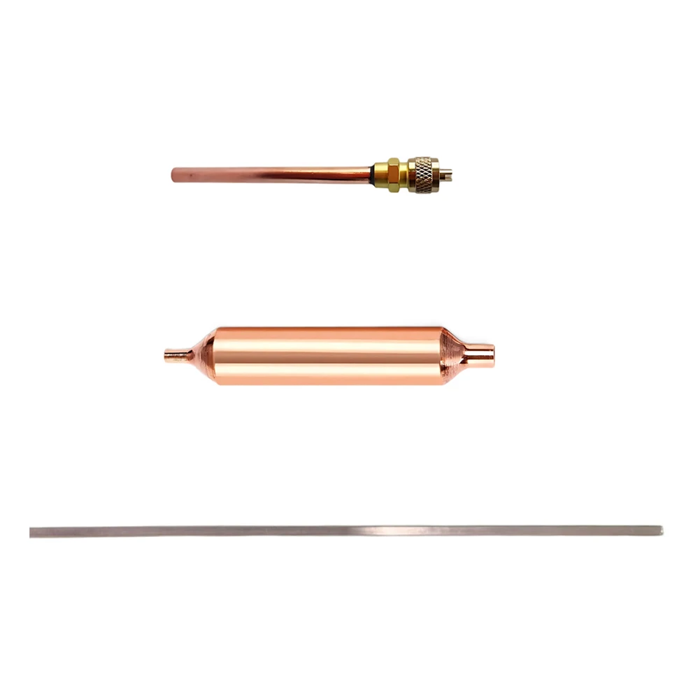 HVAC 3 in 1 Kit for Commercial Refrigeration Systems: Filter Dryer 1.6-2.5mm Sieve Service Valve Phosphor Copper Welding Rod