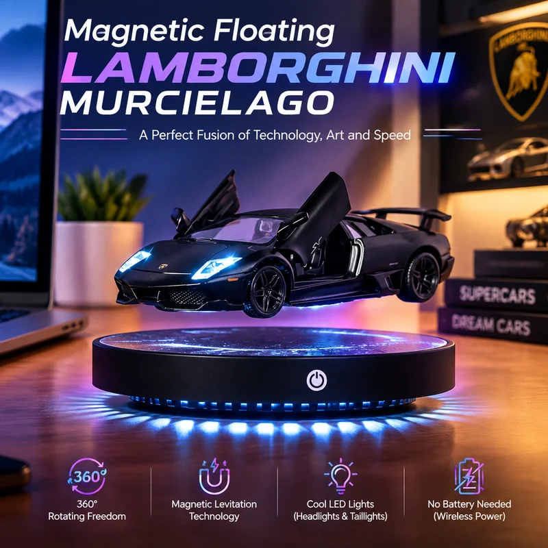 Generic Magnetic Floating Diecast Car 1 36 Scale Vehicle With Led Light Desktop Display Decor Collectible Gift For Car