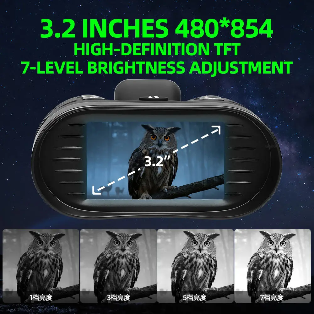 Rangefinder Built-in 3.2 Inch Big Screen 4K Digital Night Vision Binoculars Infrared 8x Zoom 4 Color Effect Camera