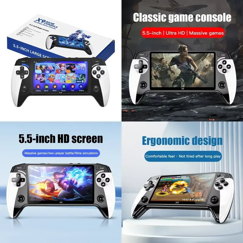 X9 handheld game console player version 5.5 inch high definition screen portable retro video game console multi-function PK