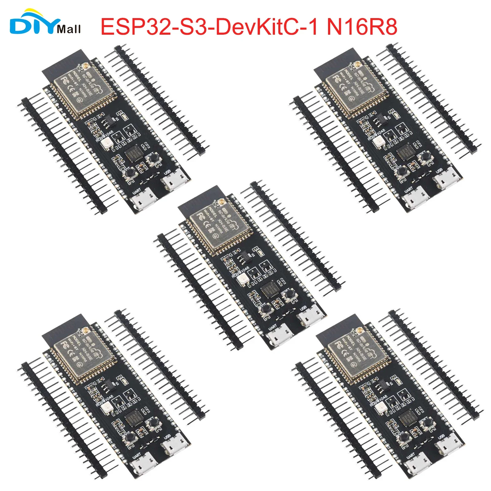 

5 шт. ESP32-S3-DevKitC-1 N16R8, плата для разработки, Wi-Fi + Bluetooth BLE, IoT, 8 МБ Flash PSRAM