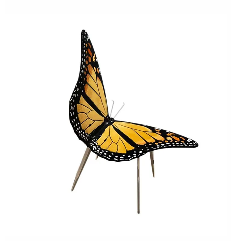 

Light luxury leisure chair household stainless steel single dining chair