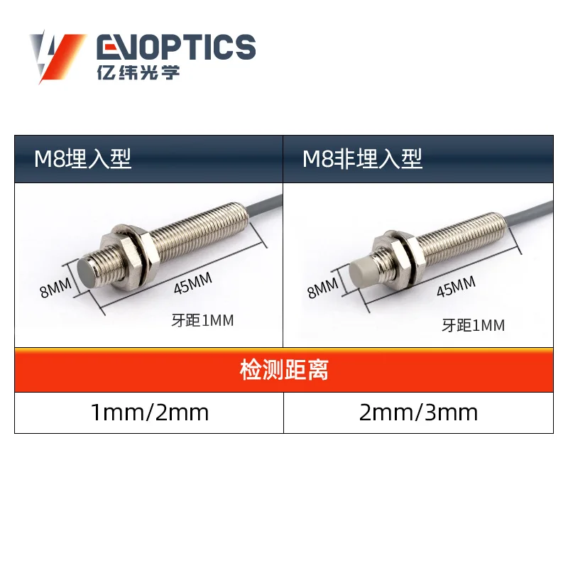 M8 DC two-wire proximity switch sensor is easy to connect without correcting the line to save time