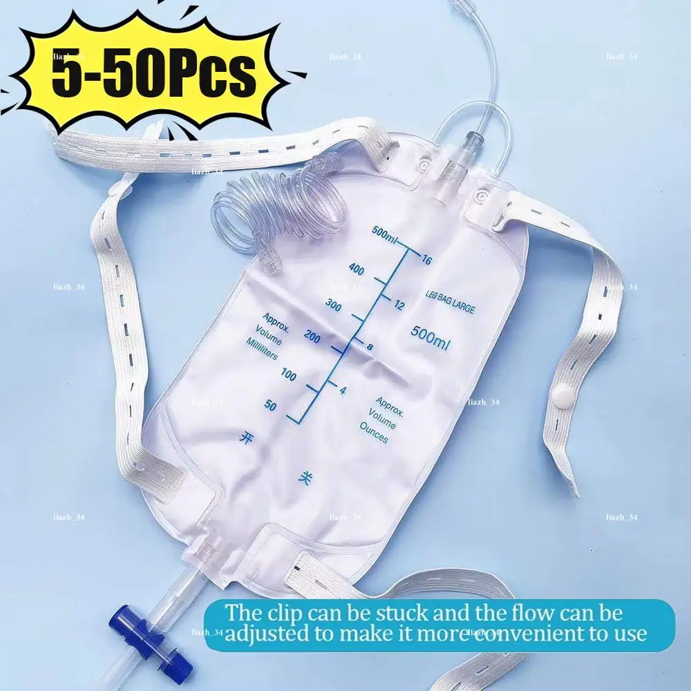 5-50Pcs 500ML PVC Medical Latex Sleeve Type Urine Bag Male Drainage Catheter Bag Urine Collector Bag Urinal Pee Holder Thickened
