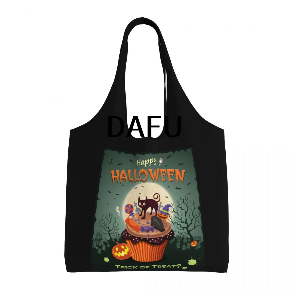 

Happy Halloween Funny Halloween Print Cotton Tote Bag - Casual Commuter Shoulder Bag for Work Grocery Shopping Trick or Treat