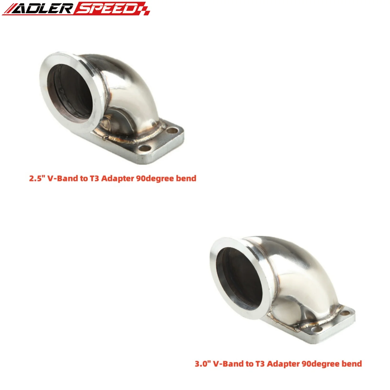

Stainless Steel 3" 2.5"inch V-Band to T3 Turbo Flange 90 Degree Elbow Bend Adapter