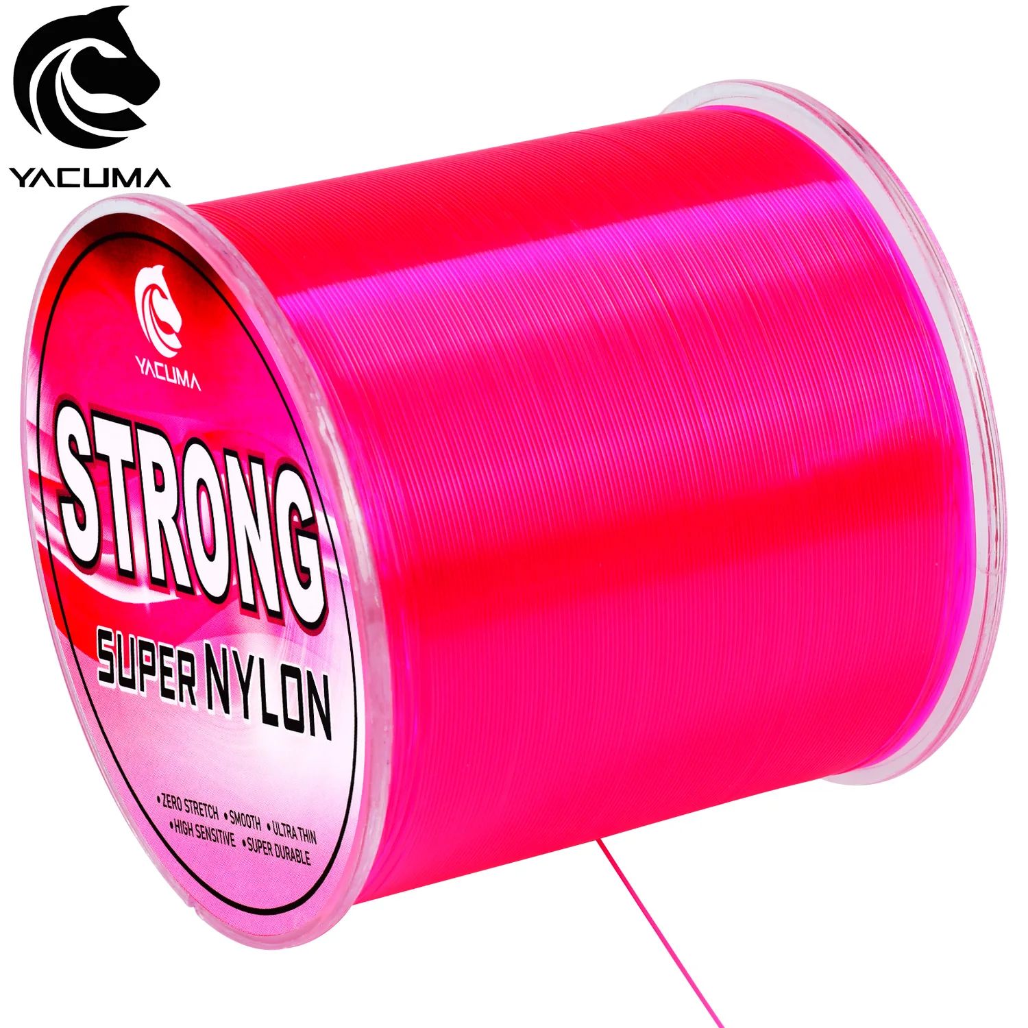 YACUMA 500M-546YDS Strong Pink Nylon Monofilament Fishing Line 5-42LB Strength Fluorocarbon Coating for Freshwater and Seawater