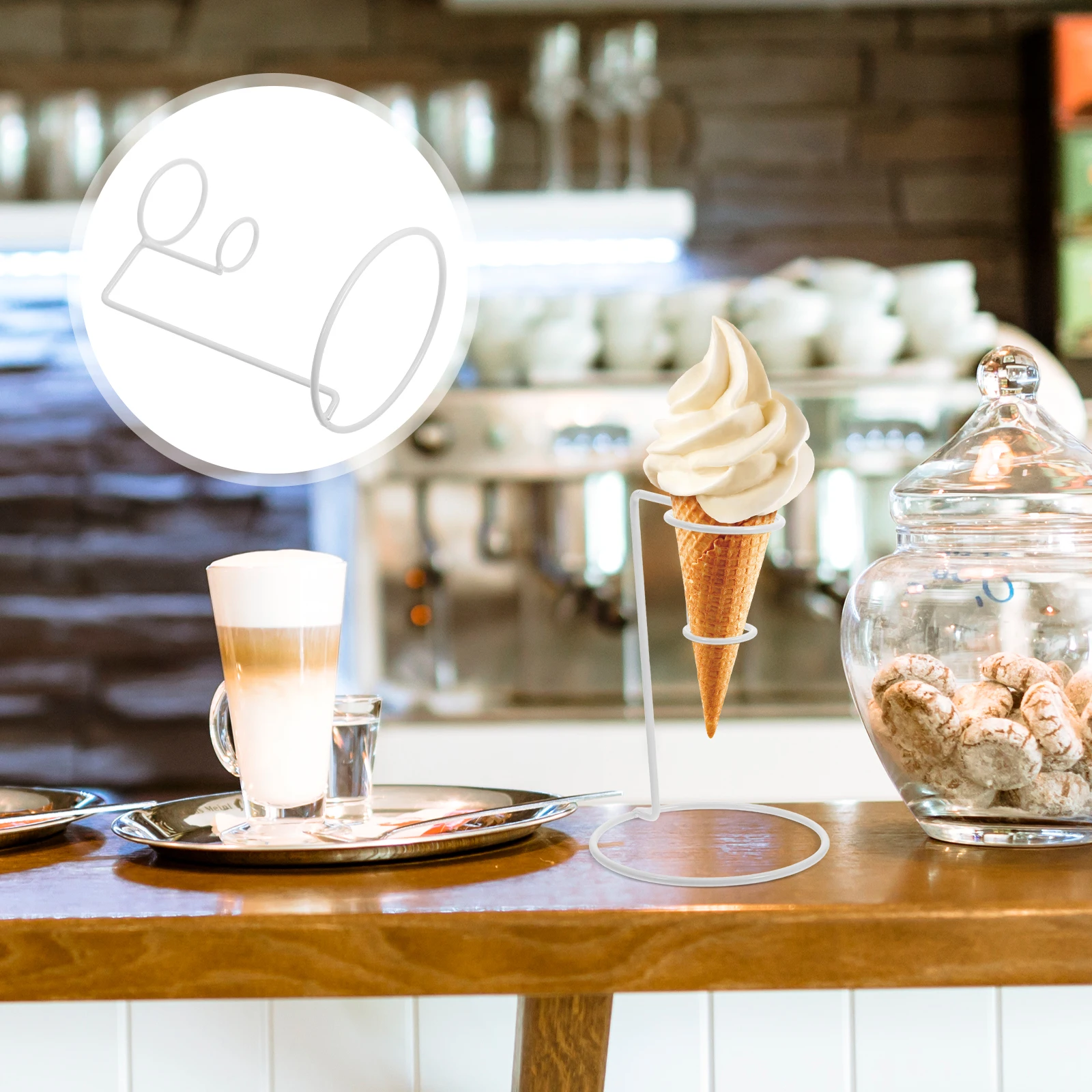 

1pc Ice Cream Display Stand Holder For Mini Cones Snack Storage Rack Lightweight Stable Desktop Use Ice Cream Stand