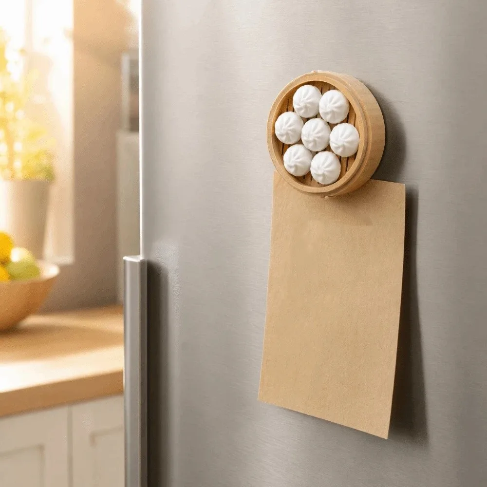 3D Printing Bun Dumpling Fridge Magnet Realistic Plastic Chinese Dim Sum Refrigerator Magnet Whimsical DIY Label