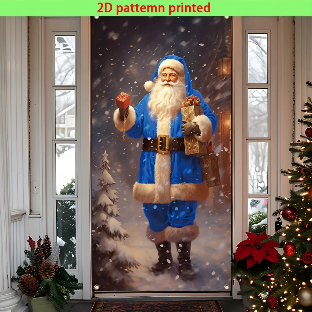 لافتة ثنائية الأبعاد قطعة واحدة، غطاء باب ونافذة لحفلة عيد الميلاد، نمط سانتا كلوز هدية الثلج، دعائم هدايا الحفلات والزينة #1