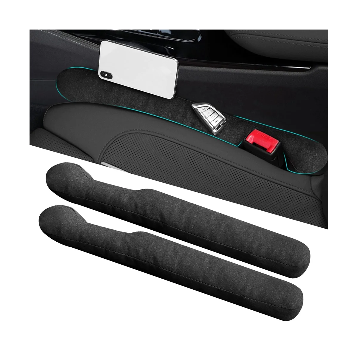 Car Seat Space Filler 2 Pack, Universal Organizer for Car SUV Truck to Fill the Space Between Seat and Console