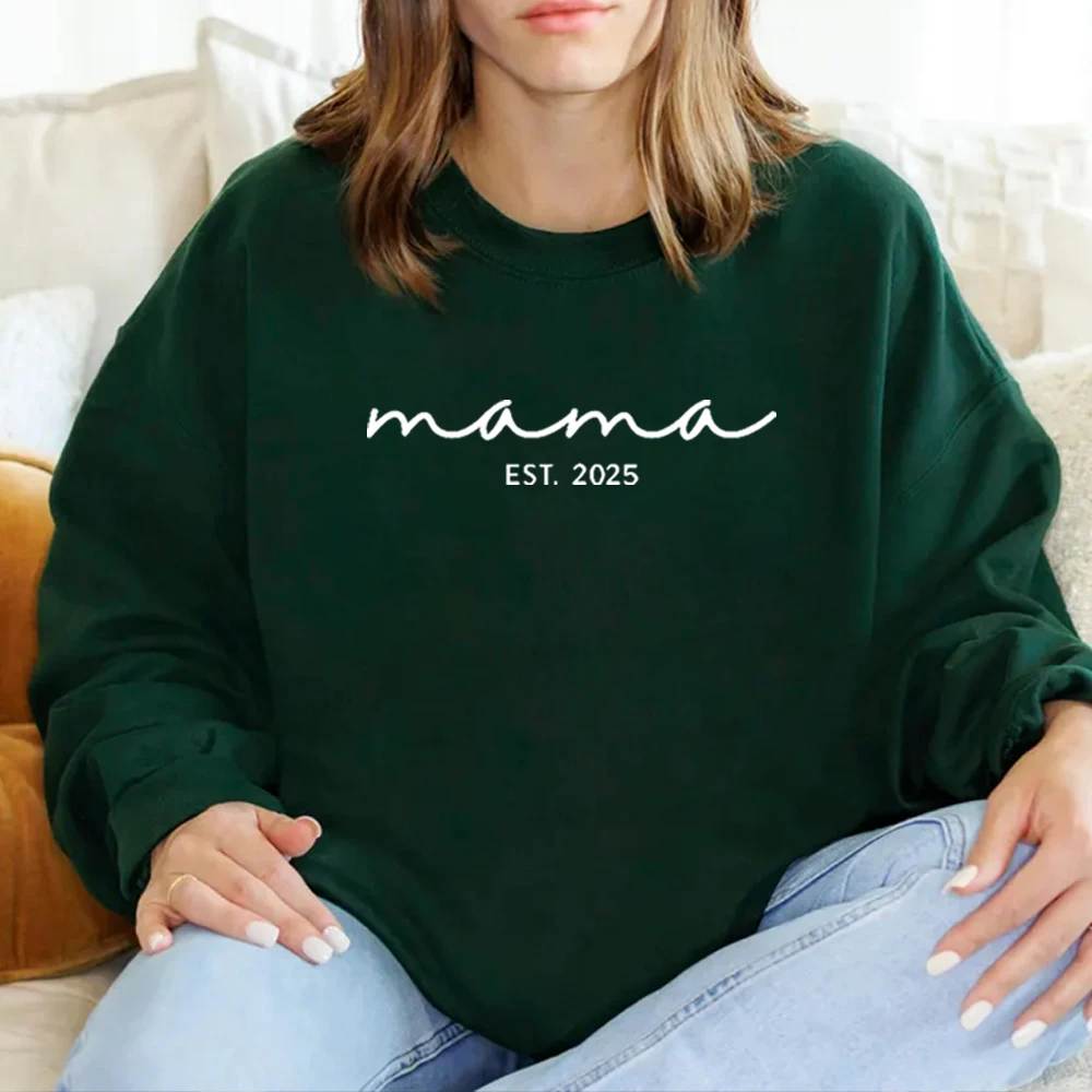 Mamá Est. 2025 sudaderas para madres esperando 2024 Linda nueva idea de regalo para madre anuncio de embarazo ropa de mujer