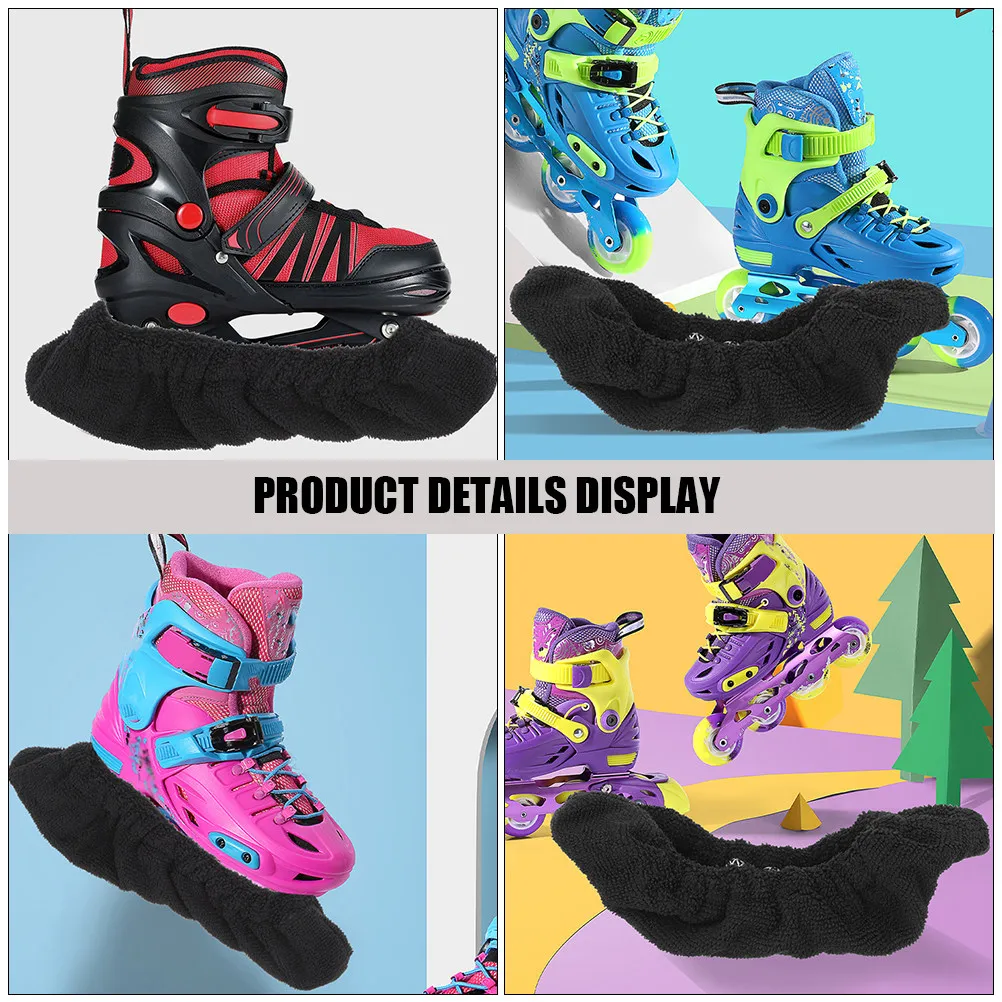 1Pair Premium Microfiber Skate Guards Ice Skates Blades Cover for Hockey Skating Blades Protector Non-Slip Concrete Walkable