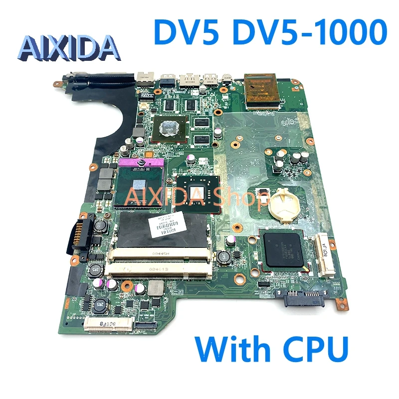 

AIXIDA DAQT6AMB8G0 482870-001 504641-001 Mainboard For HP DV5 DV5-1000 Laptop Motherboard with GPU PM45 DDR2 Free CPU full test