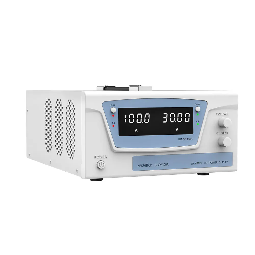 WANPTEK 30V 100A BENCH DC ADJUSTABLE POWER SUPPLY, DC POWER, REPAIR, LAB, SCHOOLS, TEST, ELECTROPLATE, CHARGE, KPS30100D