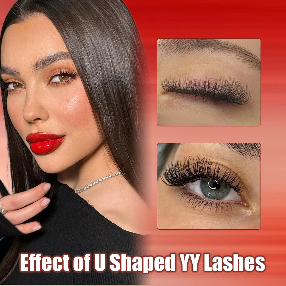 Fadvan U-förmige YY-Parallelblumen-Fälschungswimpern, Cosplay-Wimpern mit doppelten Spitzen, 2D-YY-Wimpern, vorgefertigte Fächer, Volumen, falsches Wimpern-Make-up – Detail 6