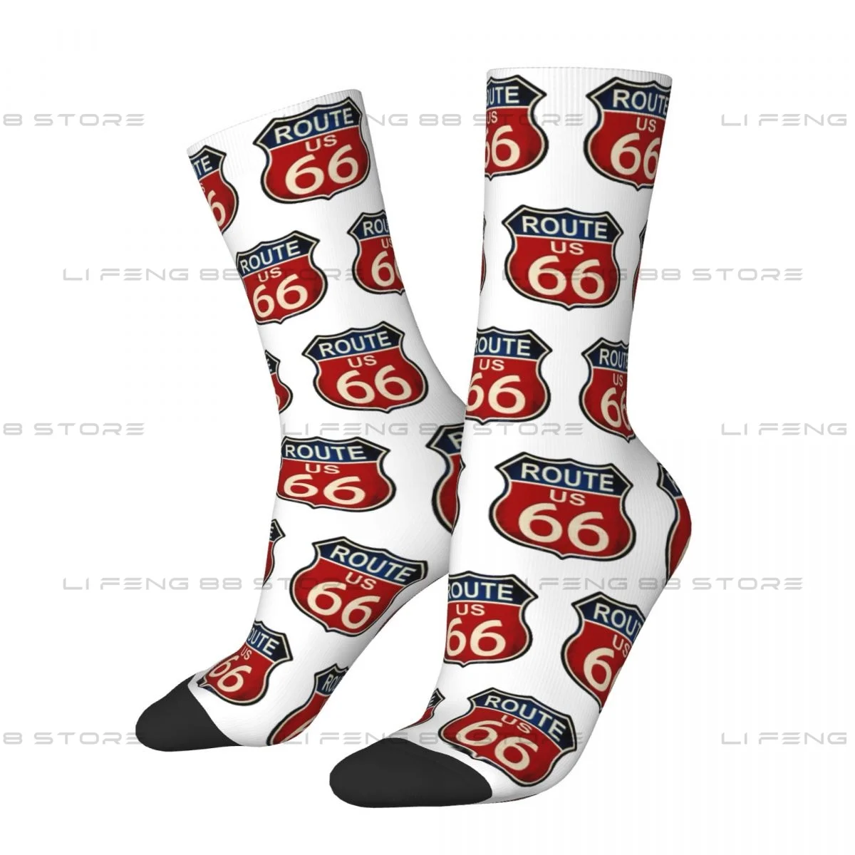 

Vintage Route 66 Route 66 US Unisex Winter Socks Cycling Happy Socks Street Style Crazy Sock