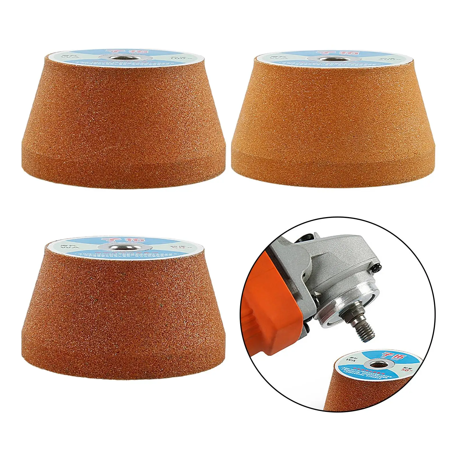 

3x Angle Grinder Grinding Wheels Easy to Install Durable 50 100 200 Grit High Toughness Universal for Metal Stone Aluminum