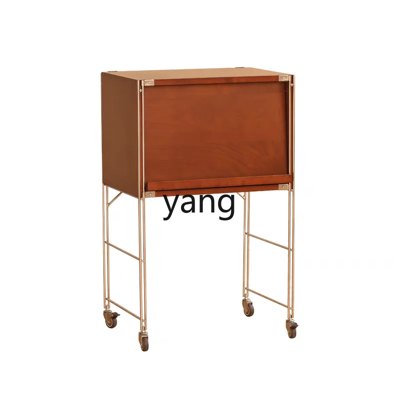 LHH solid wood flap door storage bookcase living room retro living room home shelf mobile
