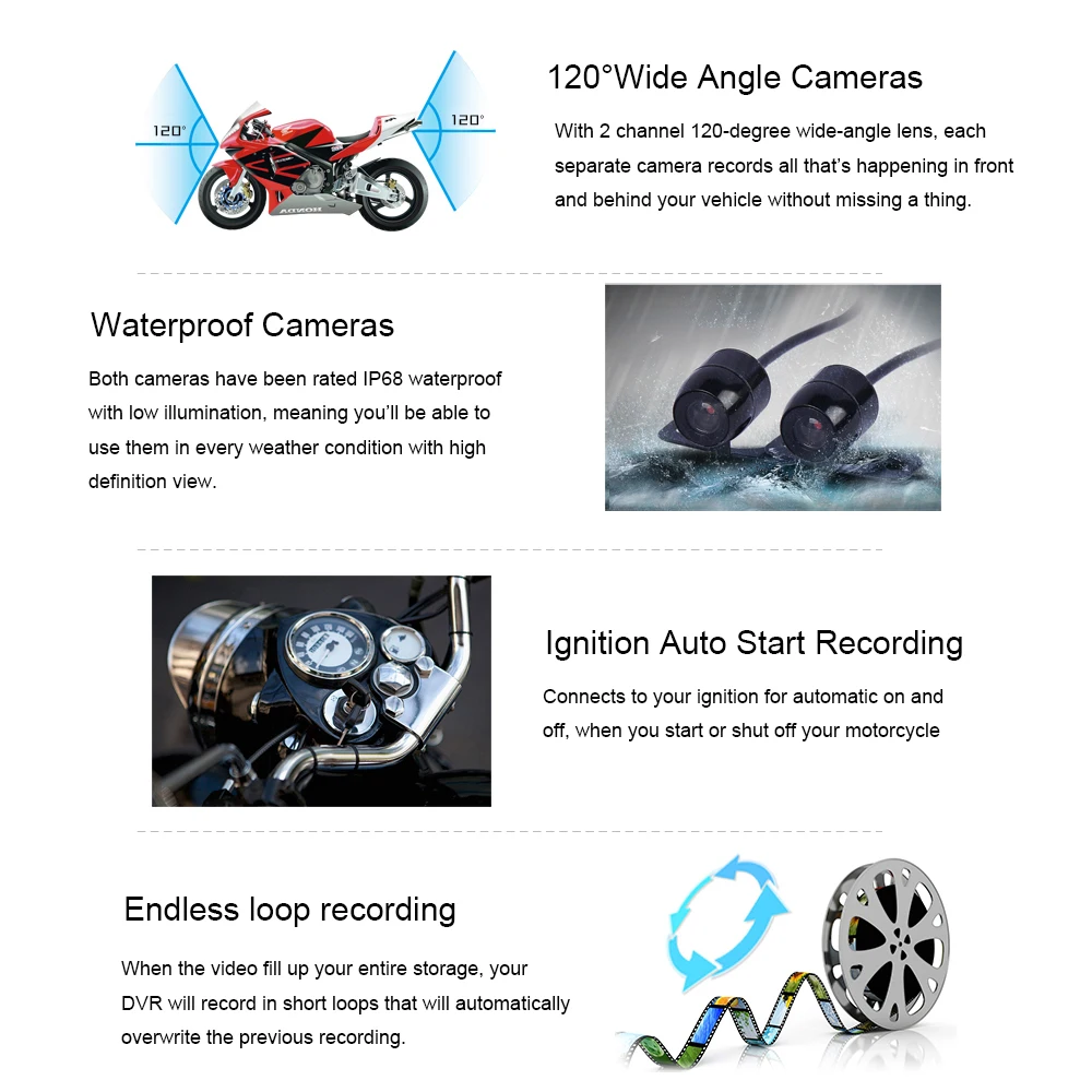 C6 Car Full Hd Dual Lens 720p Motorcycle DVR Camera, The Car Camera Supports G Sensor And GPS
